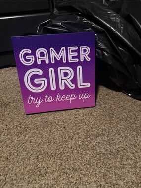 Hobby Lobby Gamer Girl Sign - Purple and White